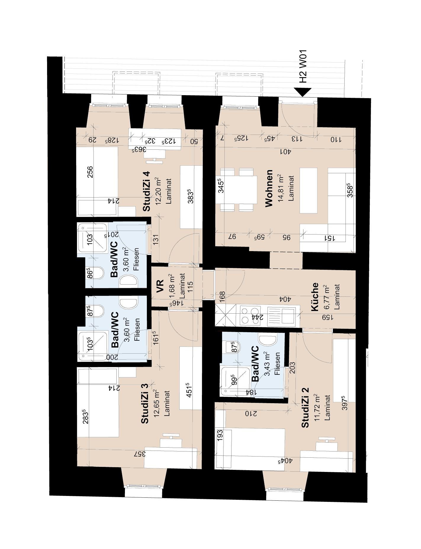 Arbeiterzimmer in 3er und 4er-Wohnung - ideal für Pendler