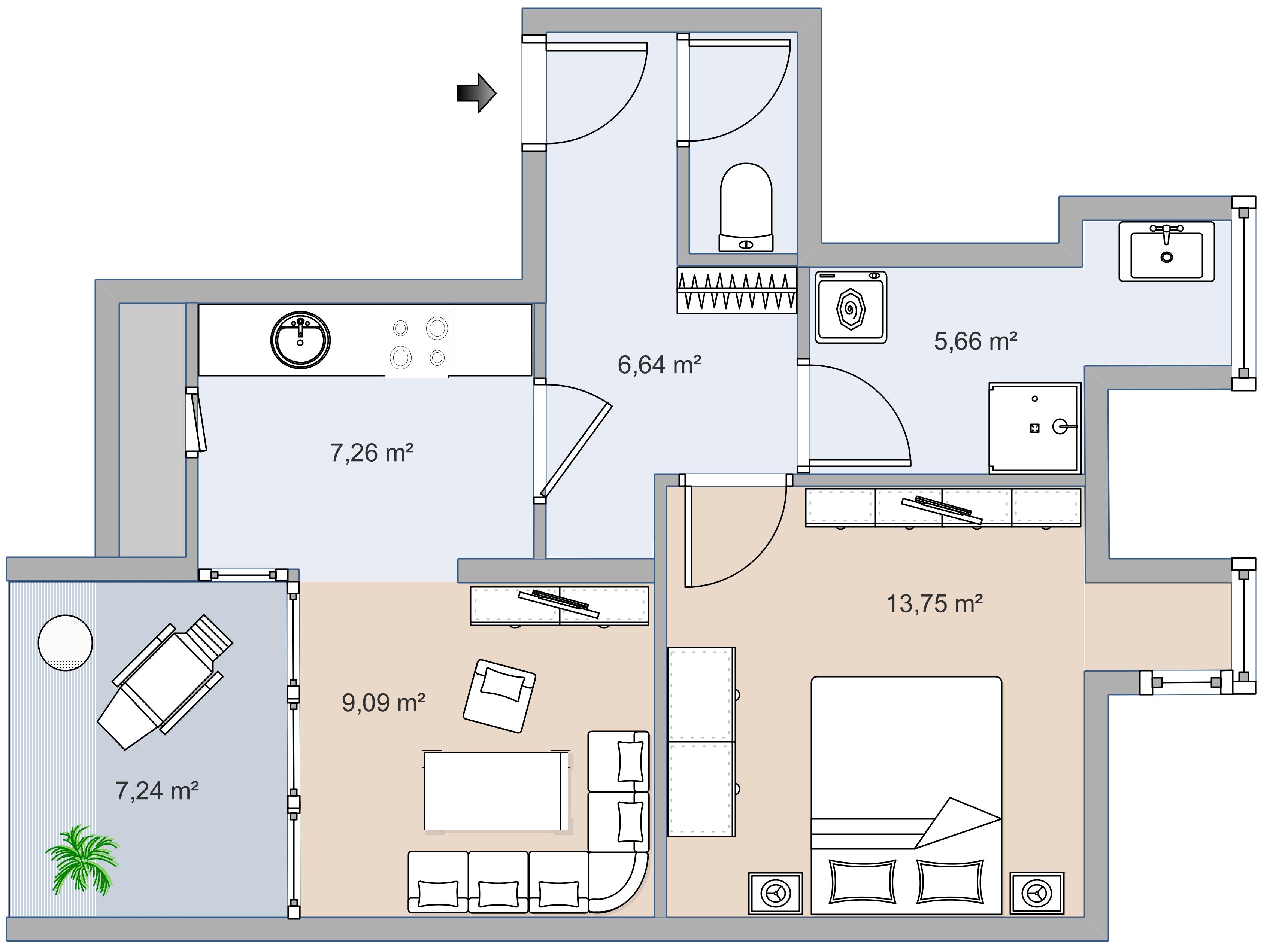 Sanierte Altbauwohnung mit Terrasse im 4. Stock