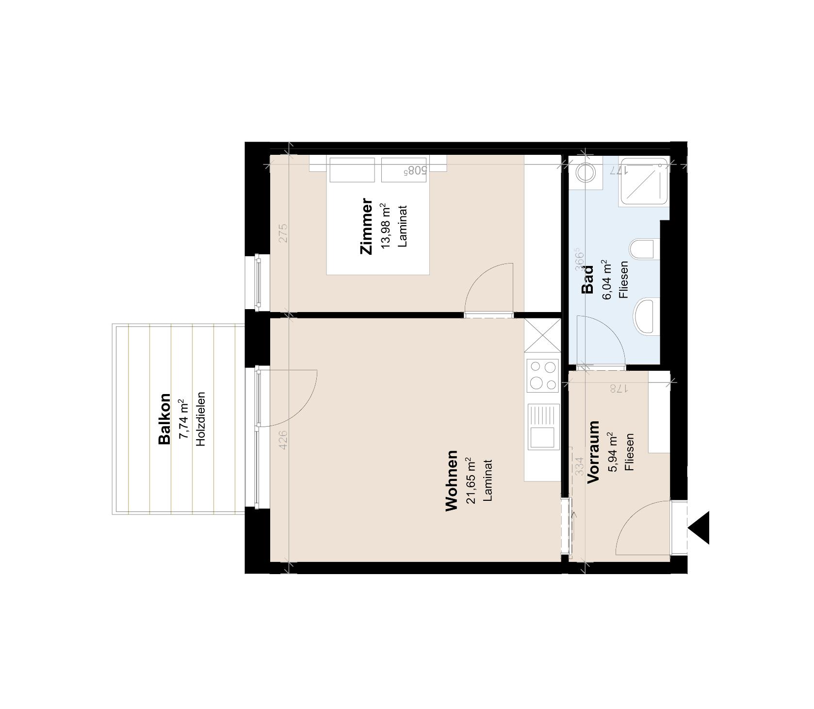 Gef&ouml;rderte Neubauwohnung mit Balkon im 3. Stock