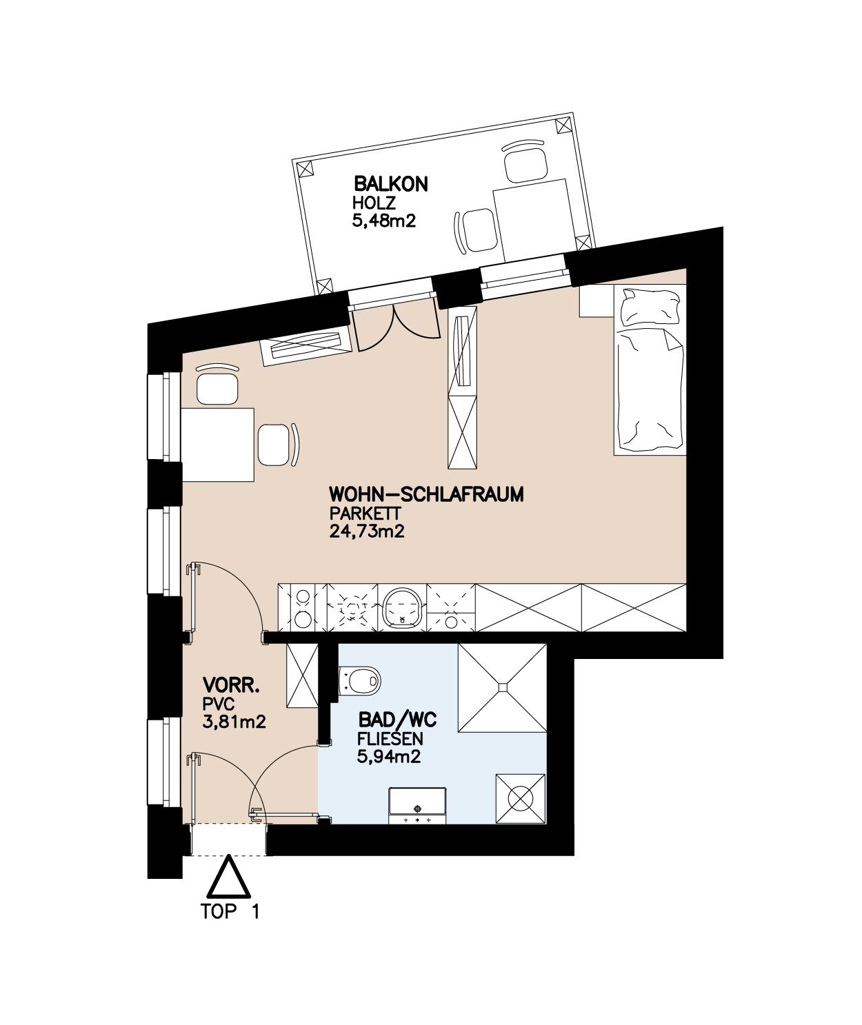 Gef&ouml;rderte Neubauwohnung mit Balkon in 1. Stock