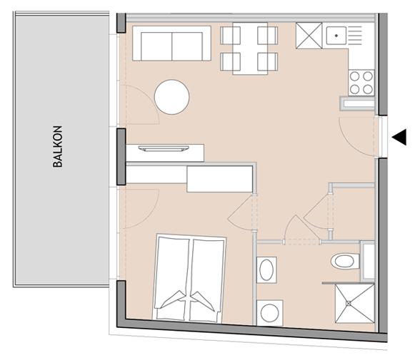 2-Zimmer Neubauwohnung mit Balkon im 2. Stock
