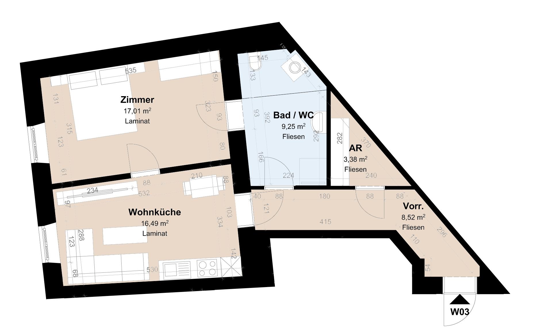 Charmante Altbauwohnung mit Wohnk&uuml;che und Schlafzimmer im 1. Stock