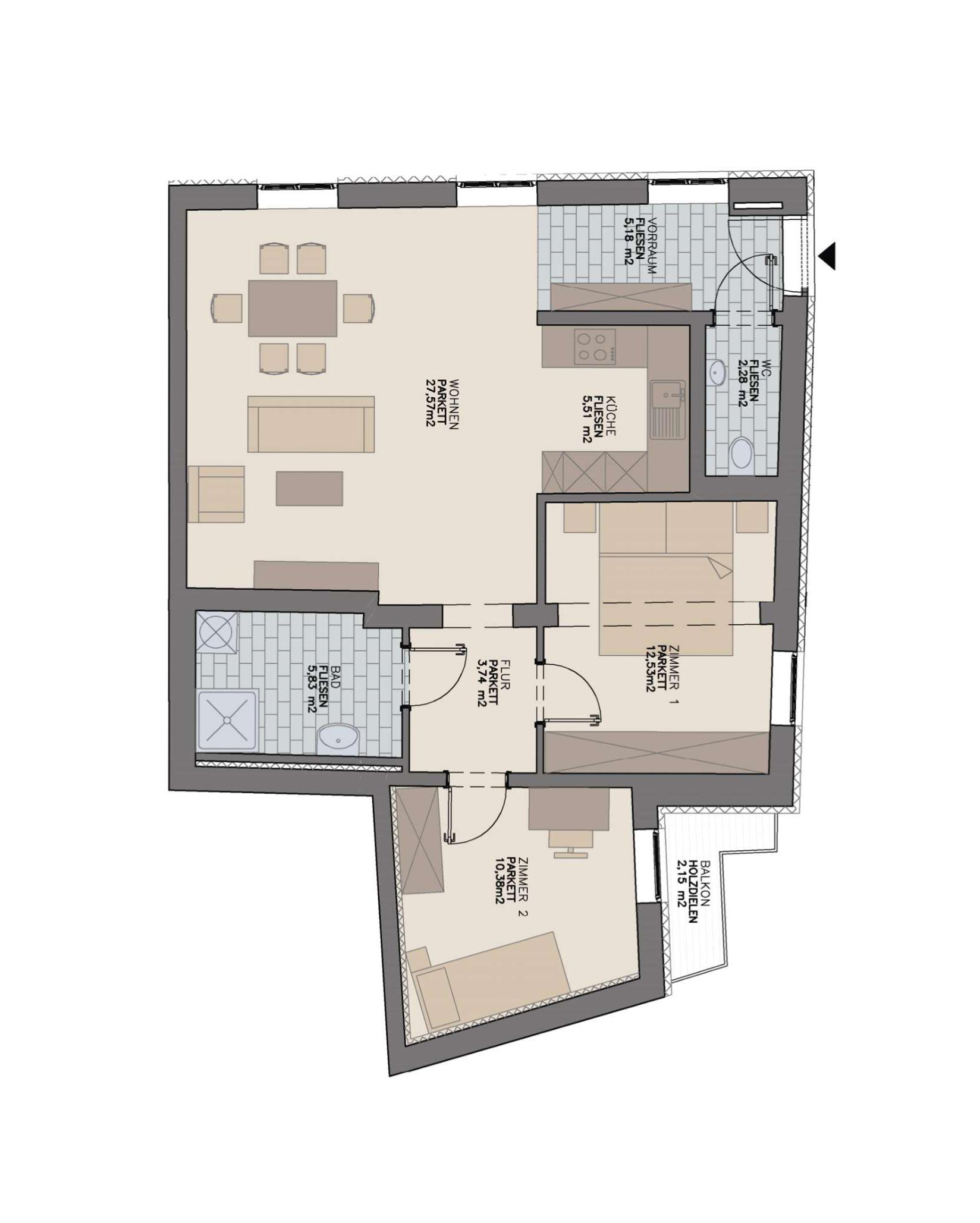 Geförderte 3-Zimmer-Wohnung mit Balkon im 1. Stock Geförderte 3-Zimmer-Wohnung mit Balkon im 1. Stock