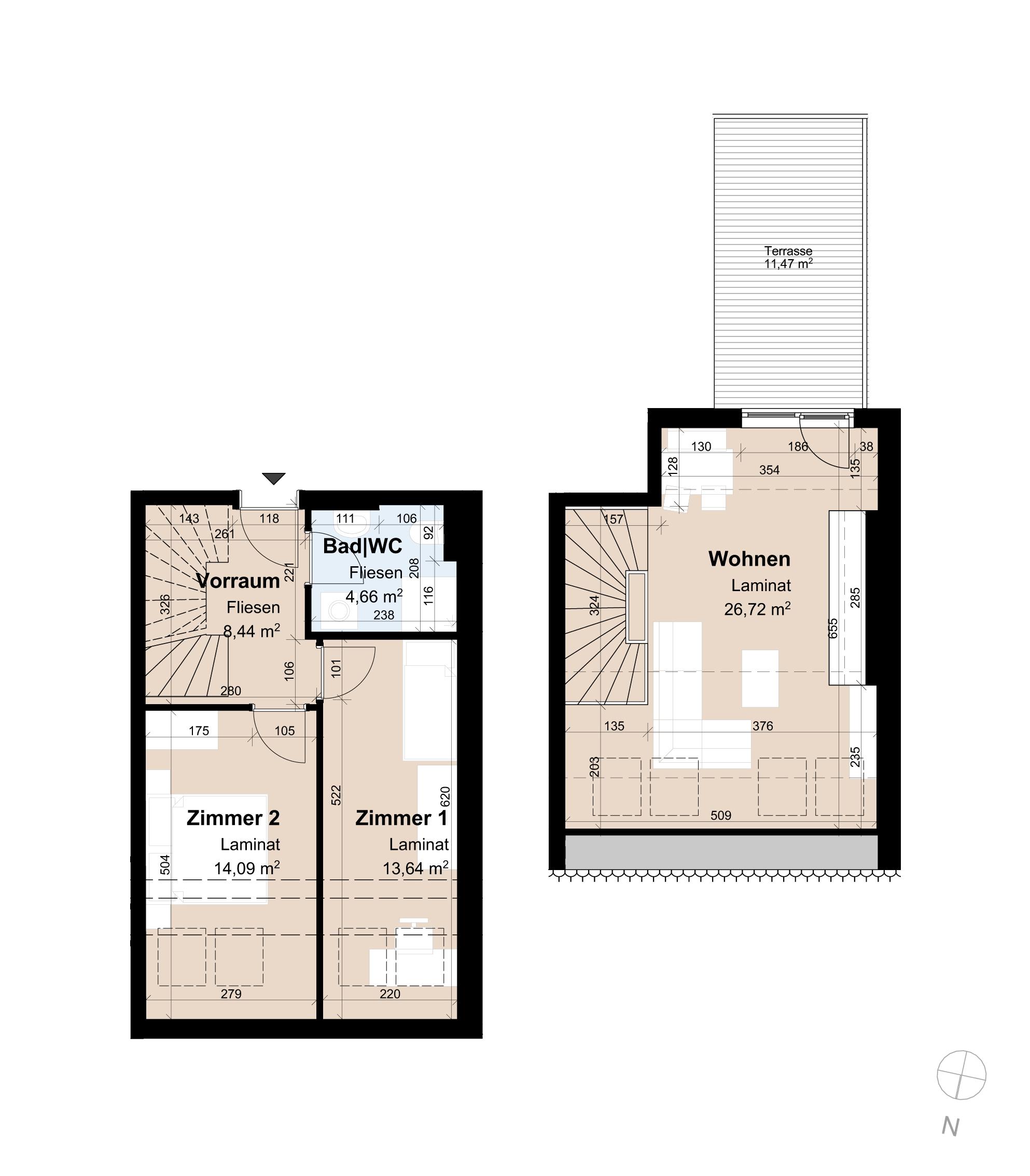 Gef&ouml;rderte Mansardenwohnung mit Terrasse im 4. Stock
