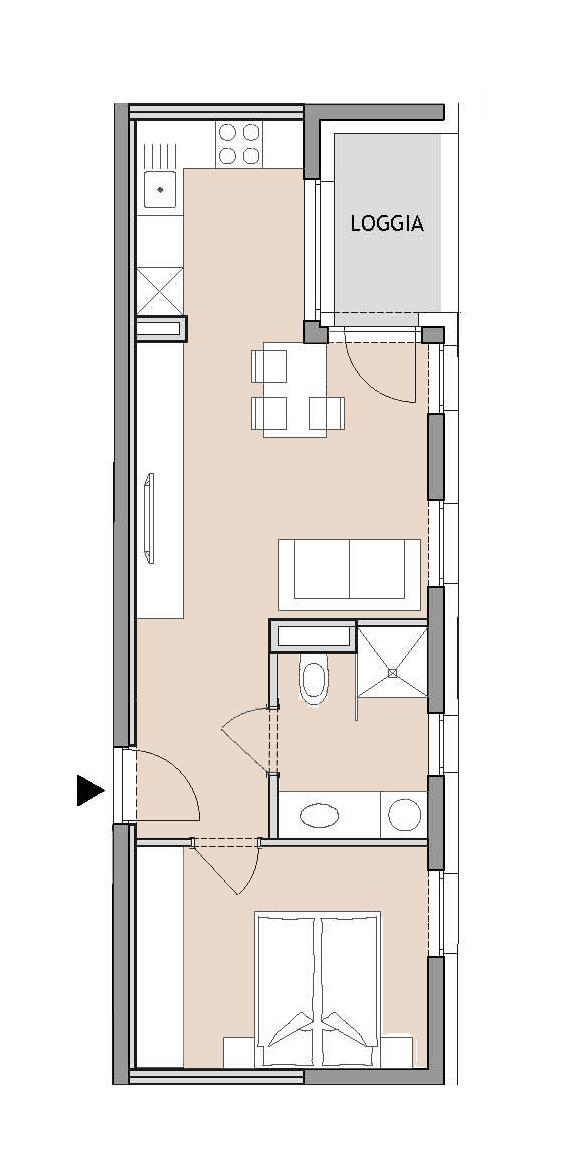 Mietwohnung Neubau mit Loggia im 3. Stock