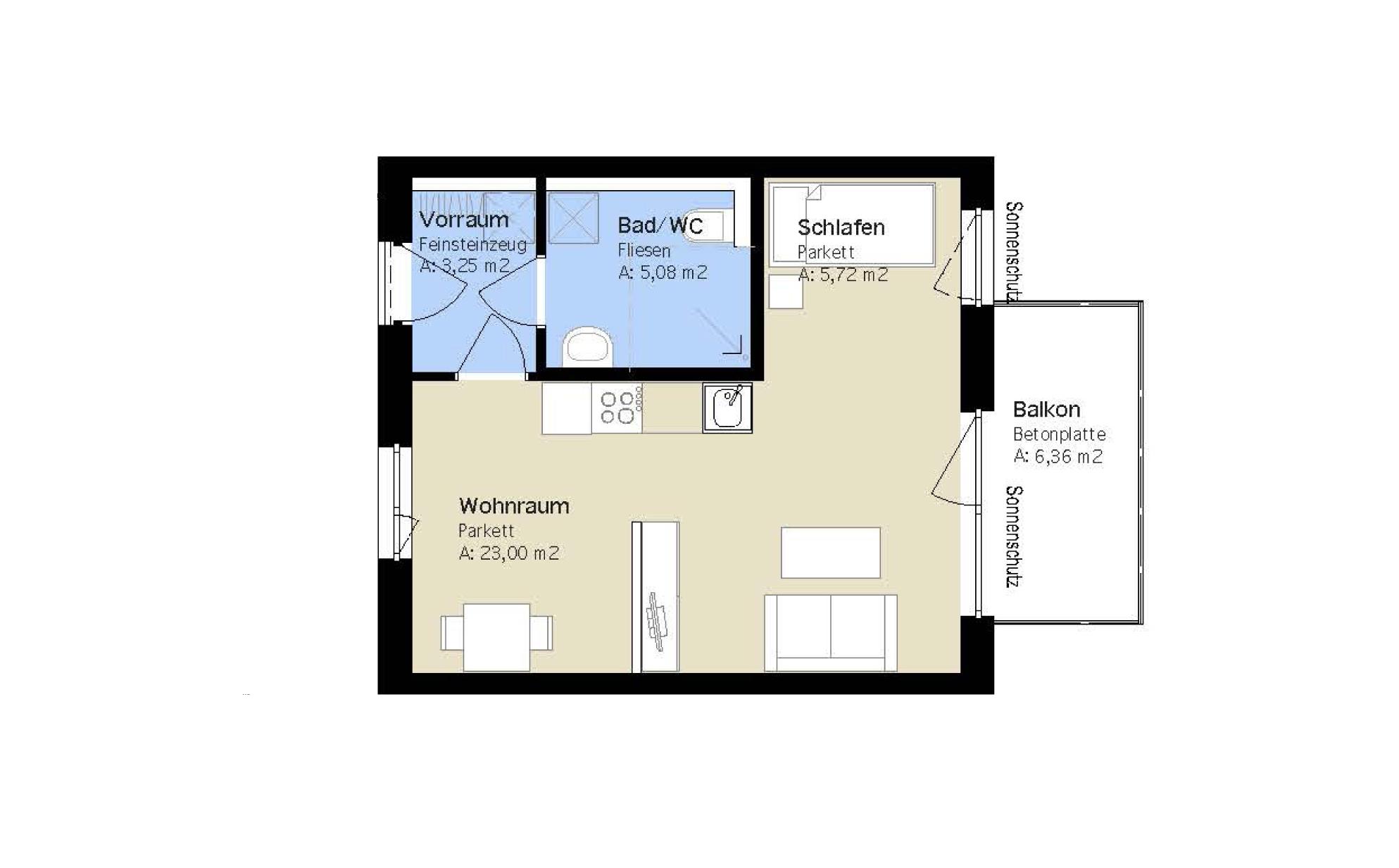 Moderne 1-Zimmer-Wohnung mit Balkon in ruhiger Lage