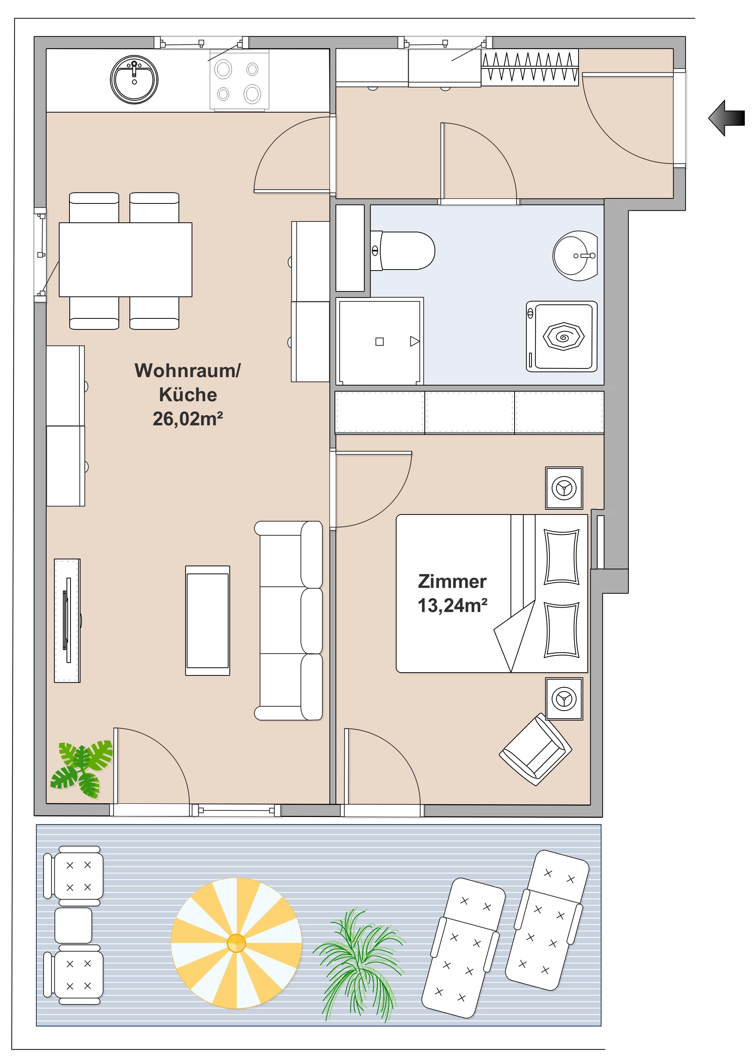 Gef&ouml;rdert | Ihre pers&ouml;nliche Oase: Genie&szlig;en Sie die faszinierende Atmosph&auml;re dieser 2-Zimmer-Wohnung mit sonniger Terrasse und Penthouse-Flair.