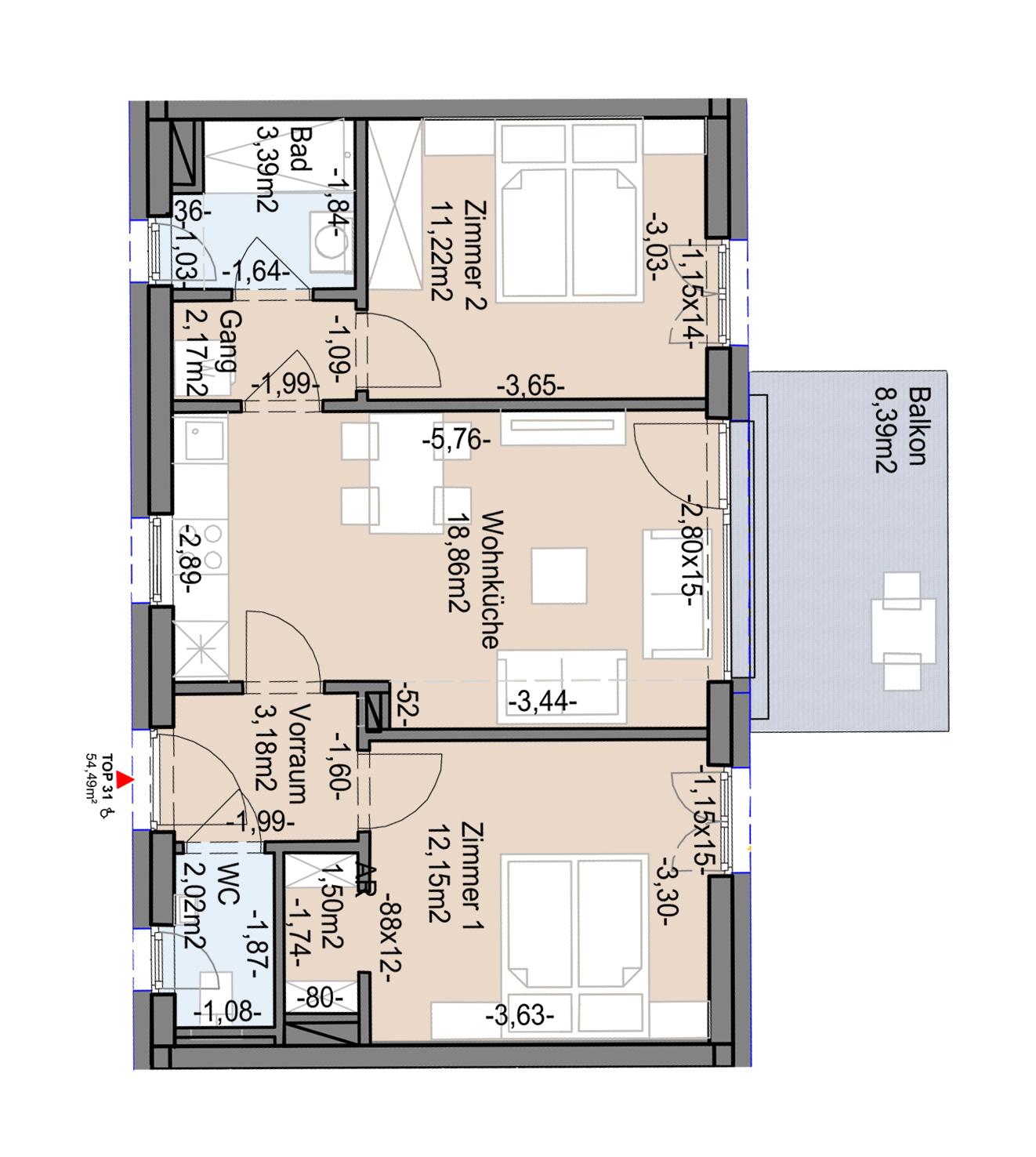 Gef&ouml;rderte Neubauwohnung mit Balkon im 1. Stock