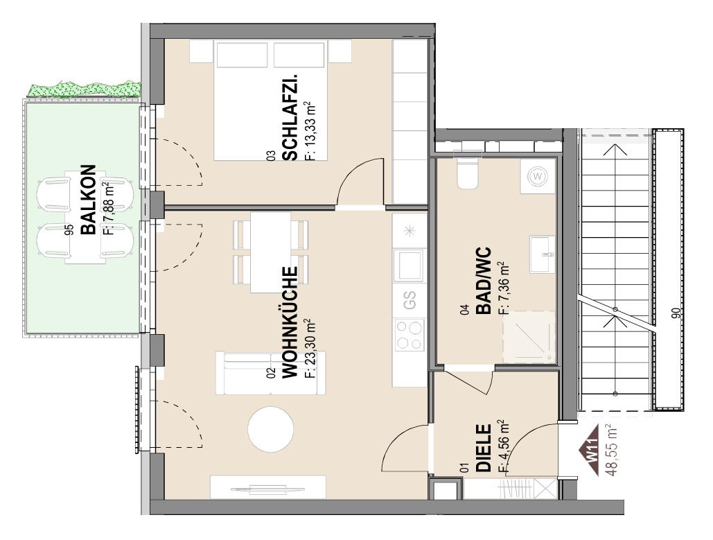 Geförderte Neubau-Wohnung mit Balkon im 3. Stock